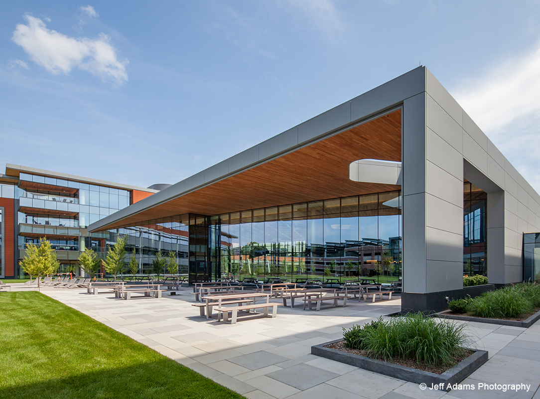 Monolithic curtain wall adds light and dimension to MathWorks new Lakeside Campus